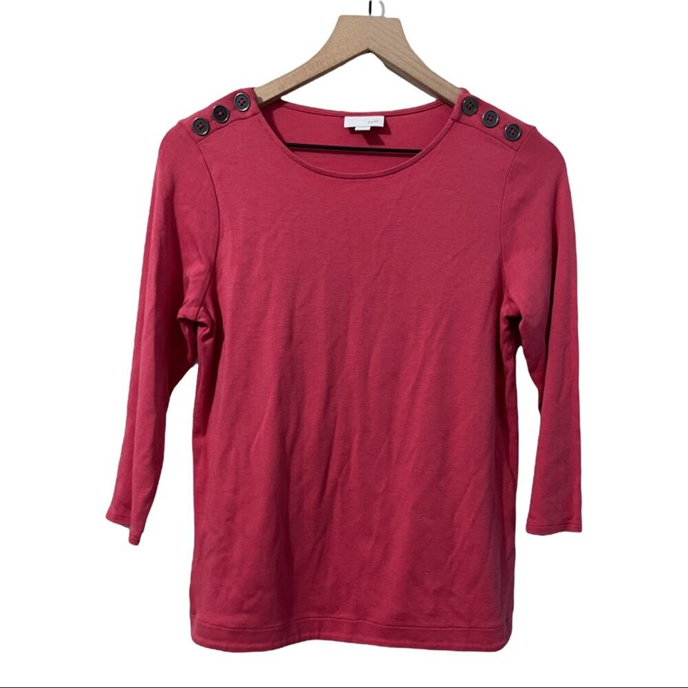 J. Jill 3/4 Length Sleeve Salmon Pink Top with Button Accents Size XS